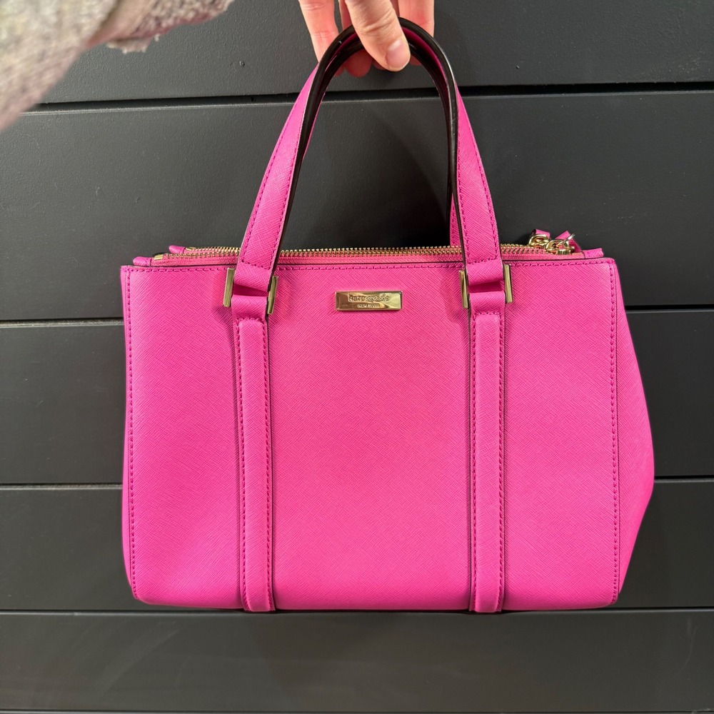 Kate Spade Newbury Lane Small Loden Satchel  Pink Double Handle Leather Gold